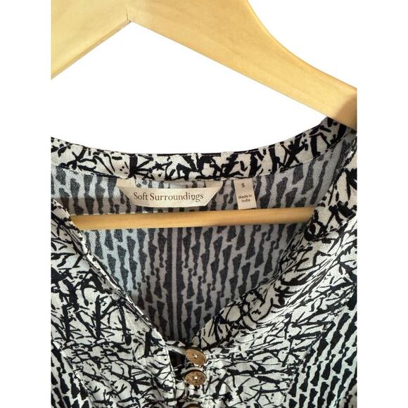 Soft Surroundings Raven Shift Dress Medium Midi  Abstract Black Beach Boho - Picture 5 of 11